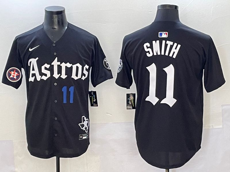 Men 2025 Houston Astros 11 Smith Black Five generations Joint Name Nike MLB Jersey style 34
